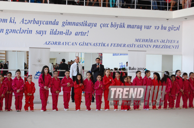 Bakı Gimnastika Məktəbində bədii gimnastika üzrə festival yarışları. Azərbaycan, 19 may 2015