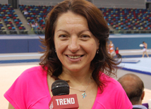 Bədii gimnastika üzrə Azərbaycan millisinin baş məşqçisi Mariana Vasileva. Bakı, Azərbaycan, 19 may 2015