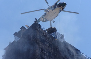 The fire in a multi-storey building in Azadlig Avenue in Baku has already been extinguished. Azerbaijan, May 19, 2015