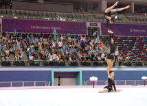 В преддверии Евроигр в Баку прошли последние проверочные тренировки гимнастов. Баку, Азербайджан, 06 июня 2015 г. 