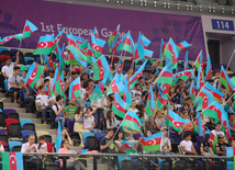 В преддверии Евроигр в Баку прошли последние проверочные тренировки гимнастов. Баку, Азербайджан, 06 июня 2015 г. 