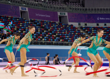 В преддверии Евроигр в Баку прошли последние проверочные тренировки гимнастов. Баку, Азербайджан, 06 июня 2015 г. 
