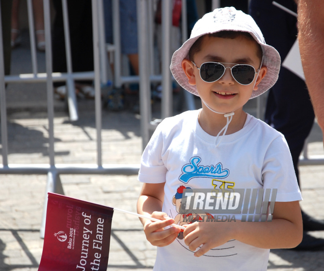 Birinci Avropa Oyunları məşəli İçərişəhər estafetində. Bakı, Azərbaycan, 09 iyun 2015