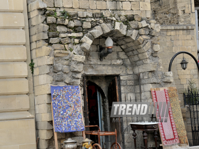 The national-applied art in the streets of Icheri Sheher. Baku, Azerbaijan, June 12, 2015