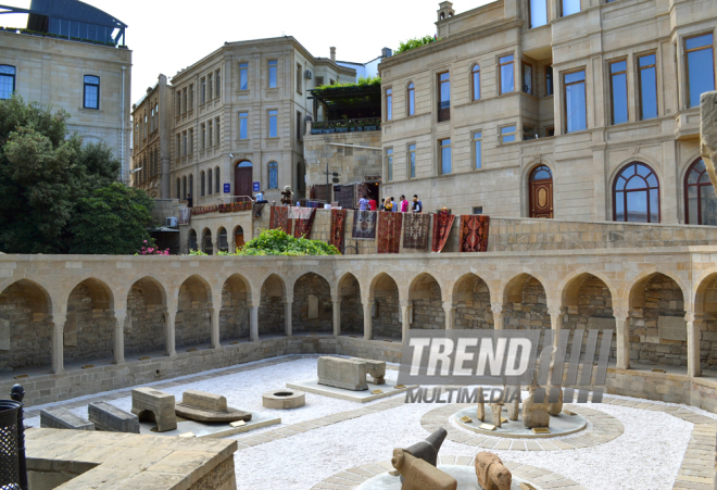 The national-applied art in the streets of Icheri Sheher. Baku, Azerbaijan, June 12, 2015