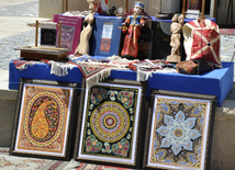 The national-applied art in the streets of Icheri Sheher. Baku, Azerbaijan, June 12, 2015