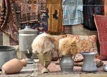 The national-applied art in the streets of Icheri Sheher. Baku, Azerbaijan, June 12, 2015