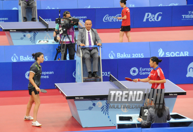 I Avropa Oyunları çərçivəsində qadınlar arasında stolüstü tennis üzrə komanda yarışları. Bakı, Azərbaycan, 13 iyun 2015 