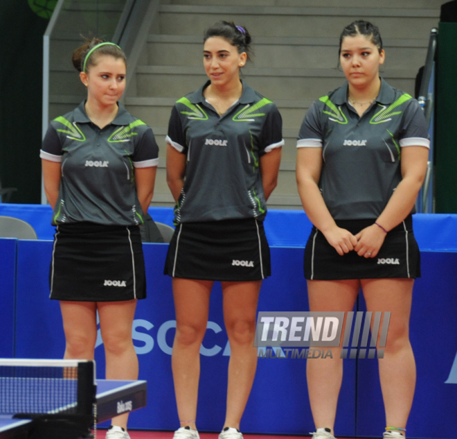 I Avropa Oyunları çərçivəsində qadınlar arasında stolüstü tennis üzrə komanda yarışları. Bakı, Azərbaycan, 13 iyun 2015 