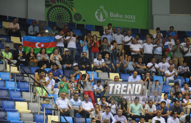 Bakı 2015 birinci Avropa Oyunlarında güləş yarışlarının ilk günü. Bakı, Azərbaycan, 13 iyun 2015