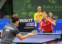 I Avropa Oyunları çərçivəsində qadınlar arasında stolüstü tennis üzrə komanda yarışları. Bakı, Azərbaycan, 13 iyun 2015