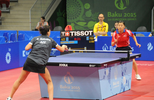 I Avropa Oyunları çərçivəsində qadınlar arasında stolüstü tennis üzrə komanda yarışları. Bakı, Azərbaycan, 13 iyun 2015 