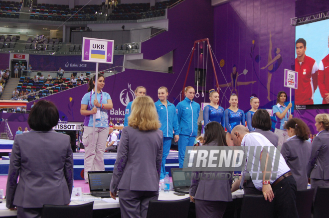 İlk Avropa Oyunları çərçivəsində idman gimnastikası üzrə yarışlar başlayıb. Bakı, Azərbaycan, 14 iyun 2015