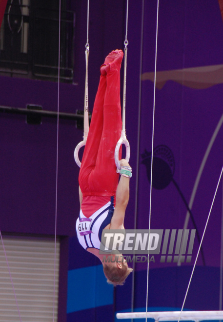 İlk Avropa Oyunları çərçivəsində idman gimnastikası üzrə yarışlar başlayıb. Bakı, Azərbaycan, 14 iyun 2015