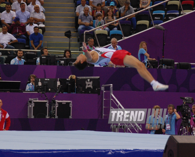 İlk Avropa Oyunları çərçivəsində idman gimnastikası üzrə yarışlar başlayıb. Bakı, Azərbaycan, 14 iyun 2015