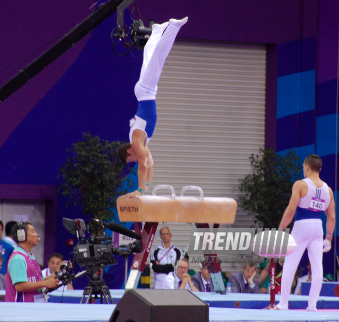 İlk Avropa Oyunları çərçivəsində idman gimnastikası üzrə yarışlar başlayıb. Bakı, Azərbaycan, 14 iyun 2015