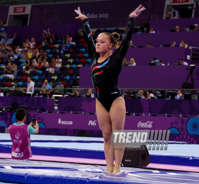 İlk Avropa Oyunları çərçivəsində idman gimnastikası üzrə yarışlar başlayıb. Bakı, Azərbaycan, 14 iyun 2015