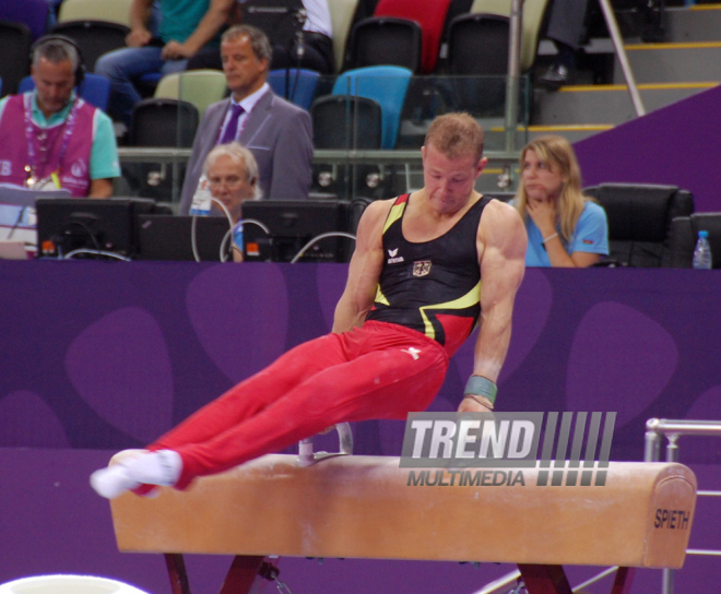 İlk Avropa Oyunları çərçivəsində idman gimnastikası üzrə yarışlar başlayıb. Bakı, Azərbaycan, 14 iyun 2015