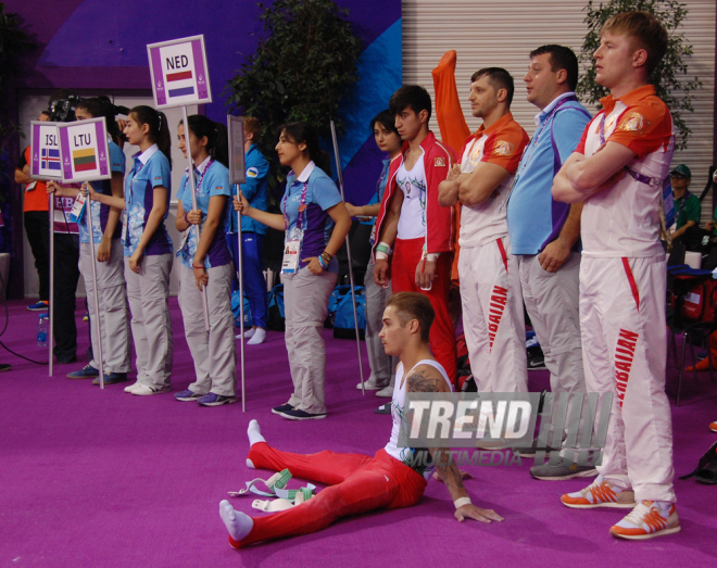 Azərbaycan gimnastları medallar uğrunda mübarizəni davam etdirirlər. Bakı, Azərbaycan, 14 iyun 2015