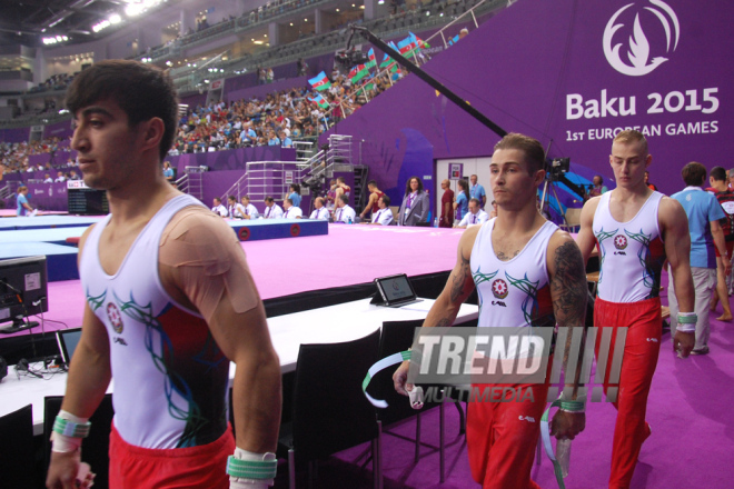 Azərbaycan gimnastları medallar uğrunda mübarizəni davam etdirirlər. Bakı, Azərbaycan, 14 iyun 2015