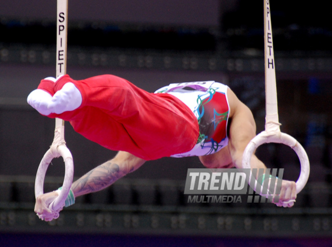 Azərbaycan gimnastları medallar uğrunda mübarizəni davam etdirirlər. Bakı, Azərbaycan, 14 iyun 2015