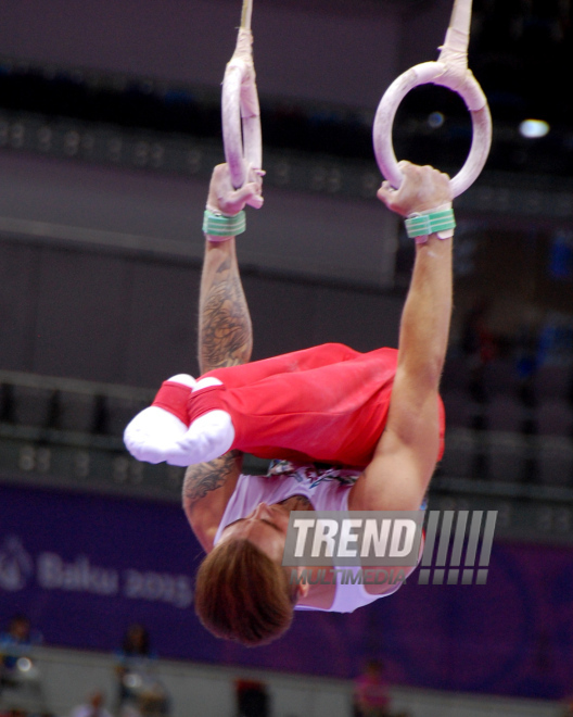 Azərbaycan gimnastları medallar uğrunda mübarizəni davam etdirirlər. Bakı, Azərbaycan, 14 iyun 2015