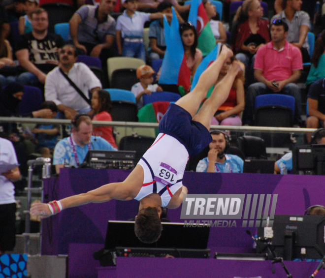 Azərbaycan gimnastları medallar uğrunda mübarizəni davam etdirirlər. Bakı, Azərbaycan, 14 iyun 2015