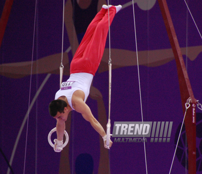 Azərbaycan gimnastları medallar uğrunda mübarizəni davam etdirirlər. Bakı, Azərbaycan, 14 iyun 2015