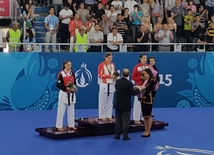 Karateçimiz İrina Zaretska qızıl medal qazanıb. Bakı, Azərbaycan, 14 iyun 2015