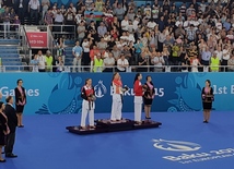 Karateçimiz İrina Zaretska qızıl medal qazanıb. Bakı, Azərbaycan, 14 iyun 2015