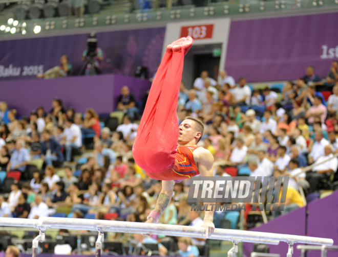 Avropa Oyunlarında idman gimnastikası yarışlarının ikinci gününə start verilib. Bakı, Azərbaycan, 15 iyun 2015