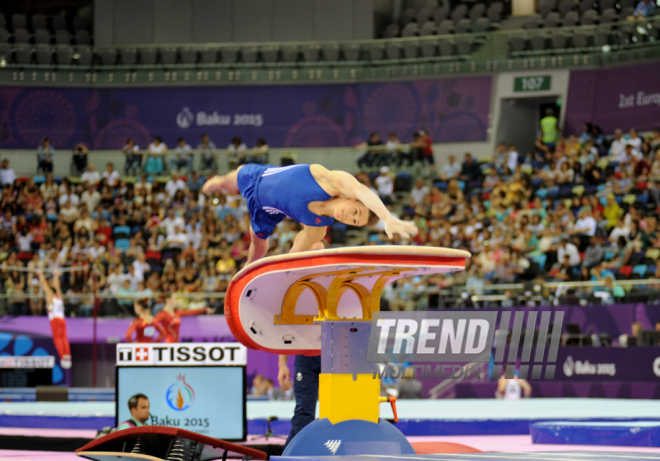 Avropa Oyunlarında idman gimnastikası yarışlarının ikinci gününə start verilib. Bakı, Azərbaycan, 15 iyun 2015