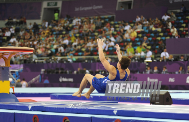 Avropa Oyunlarında idman gimnastikası yarışlarının ikinci gününə start verilib. Bakı, Azərbaycan, 15 iyun 2015