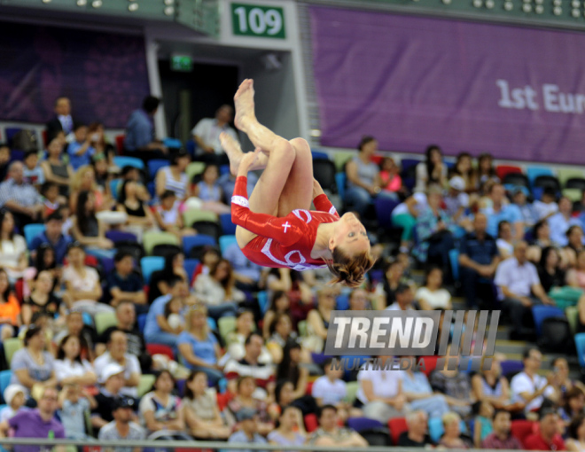 Avropa Oyunlarında idman gimnastikası yarışlarının ikinci gününə start verilib. Bakı, Azərbaycan, 15 iyun 2015