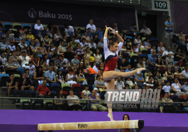 Avropa Oyunlarında idman gimnastikası yarışlarının ikinci gününə start verilib. Bakı, Azərbaycan, 15 iyun 2015