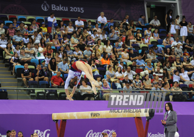 Avropa Oyunlarında idman gimnastikası yarışlarının ikinci gününə start verilib. Bakı, Azərbaycan, 15 iyun 2015