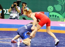 Avropa Oyunlarında qadınlar arasında güləş yarışlarında Azərbaycan 7-ci qızıl medalını qazandı. Bakı, Azərbaycan, 15 iyun 2015