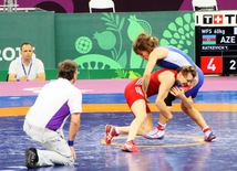 Avropa Oyunlarında qadınlar arasında güləş yarışlarında Azərbaycan 7-ci qızıl medalını qazandı. Bakı, Azərbaycan, 15 iyun 2015