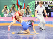 Avropa Oyunlarında qadınlar arasında güləş yarışlarında Azərbaycan 7-ci qızıl medalını qazandı. Bakı, Azərbaycan, 15 iyun 2015