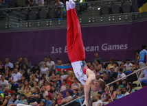 Azərbaycan gimnastları Avropa Oyunlarında yarışların ikinci günündə çıxış ediblər. Bakı, Azərbaycan, 15 iyun 2015