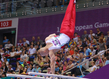 Azərbaycan gimnastları Avropa Oyunlarında yarışların ikinci günündə çıxış ediblər. Bakı, Azərbaycan, 15 iyun 2015