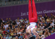 Azərbaycan gimnastları Avropa Oyunlarında yarışların ikinci günündə çıxış ediblər. Bakı, Azərbaycan, 15 iyun 2015