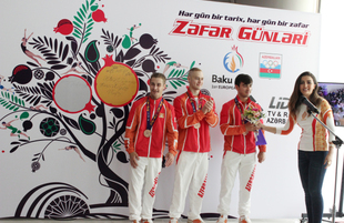 MOK-da medal qazanan azərbaycanlı idmançılar mükafatlandırılıb. Bakı, Azərbaycan, 16 iyun 2015