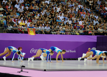 Birinci Avropa Oyunları çərçivəsində aerobika və batut gimnastikası üzrə təsnifat yarışlarının növbəti mərhələsi başlayıb. Bakı, Azərbaycan, 19 iyun 2015