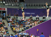 Birinci Avropa Oyunları çərçivəsində aerobika və batut gimnastikası üzrə təsnifat yarışlarının növbəti mərhələsi başlayıb. Bakı, Azərbaycan, 19 iyun 2015