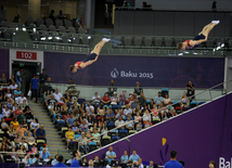 Birinci Avropa Oyunları çərçivəsində aerobika və batut gimnastikası üzrə təsnifat yarışlarının növbəti mərhələsi başlayıb. Bakı, Azərbaycan, 19 iyun 2015