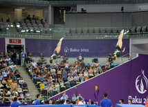 Birinci Avropa Oyunları çərçivəsində aerobika və batut gimnastikası üzrə təsnifat yarışlarının növbəti mərhələsi başlayıb. Bakı, Azərbaycan, 19 iyun 2015