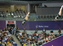 Birinci Avropa Oyunları çərçivəsində aerobika və batut gimnastikası üzrə təsnifat yarışlarının növbəti mərhələsi başlayıb. Bakı, Azərbaycan, 19 iyun 2015