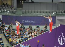 Birinci Avropa Oyunları çərçivəsində aerobika və batut gimnastikası üzrə təsnifat yarışlarının növbəti mərhələsi başlayıb. Bakı, Azərbaycan, 19 iyun 2015