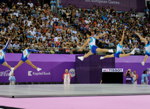 Birinci Avropa Oyunları çərçivəsində aerobika və batut gimnastikası üzrə təsnifat yarışlarının növbəti mərhələsi başlayıb. Bakı, Azərbaycan, 19 iyun 2015